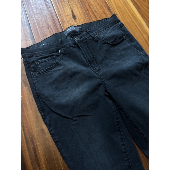 torrid Denim - Torrid Premium Sky High Skinny Jeans Womens 14R Black High Rise Elastic Waist